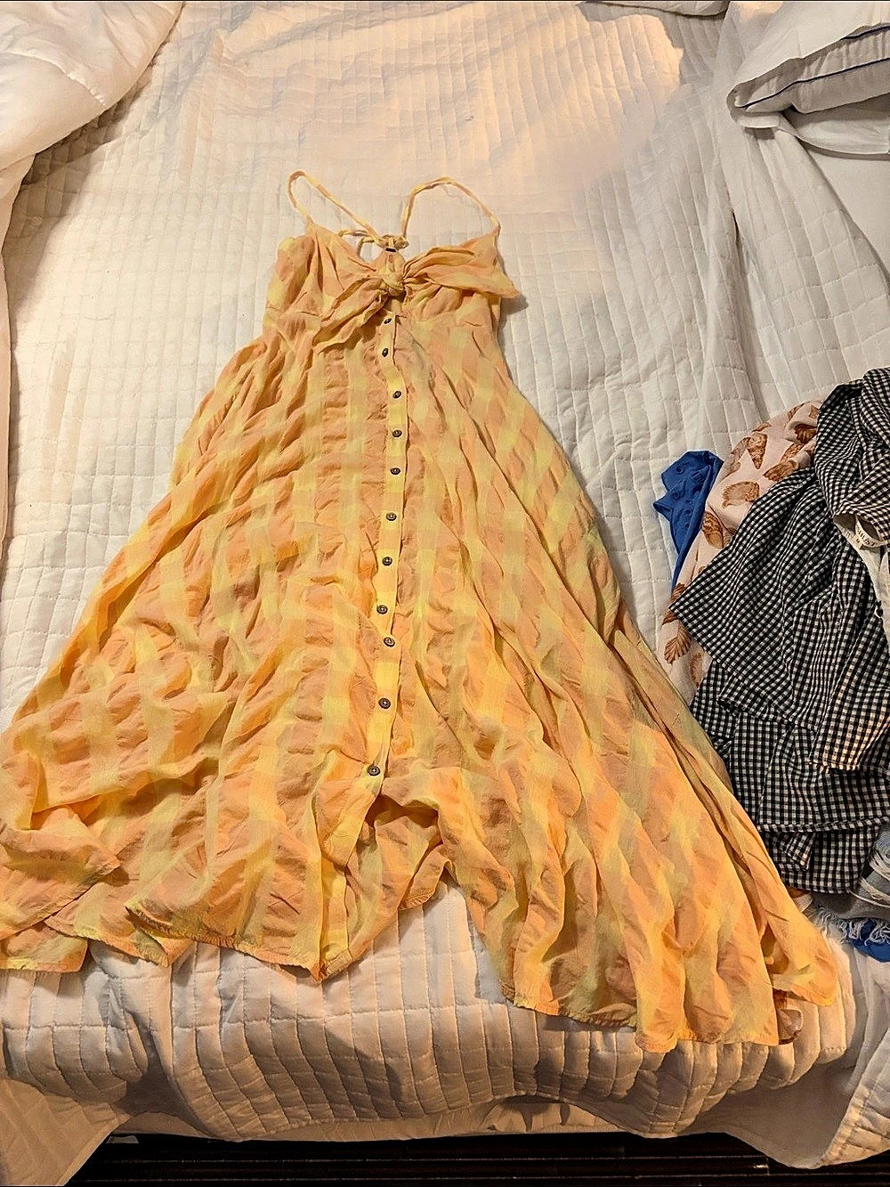 Free People Via Midi Dress Abstract Maxi Dress in pink & Yellow Size Small